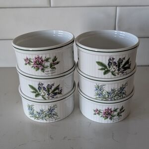 Royal Worcester Herbs Wild Thyme, Rosemary Sage Porcelain Ramekins Set Of 6